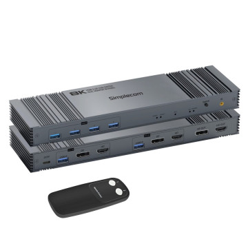 Simplecom KM490 HDMI and DisplayPort Dual Monitor KVM Switch for 2 Computers with 4-Port USB 3.0 Hub 5Gbps 8K@60Hz - Image 1