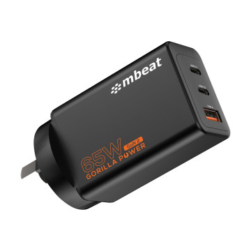 MBEAT MB-PD65W2CA-K Gorilla Power PD 65W GaN II USB-C Charger 50% smaller than the standard Supports a wide range of devices Product Weight: 109g - Image 1