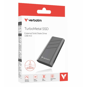 Verbatim 32021 TurboMetal SSD USB 4.0 1TB , High Speed Data transfer – up to 3700 MB/s read and 3600 MB/s write - Image 1