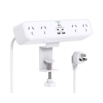 Chosen Brother POWCB48DC PD 30W Desk Clamp Powerboard Fast Charging Station, 4 Outlets with 2 USB-C 2 USB-A, Surge Protected, 1.5M Extension Cord Desktop Mounted - Image 1