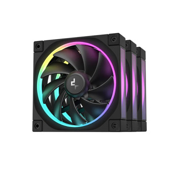 DEEPCOOL R-FL12-BKAPN3-G FL12 3IN1 (3-Pack) 120mm Unique ARGB Fans, Low Noise, 4-pin PWM, Fluid Dynamic Bearing, Addressable RGB LED - Image 1