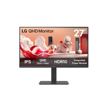 LG 27BA45QB-B.AAU 27' QHD IPS 75Hz Monitor, 2560x1440, HDR10, sRGB 99%, Integrated power Module, Flicker Safe, Reader Safe, Versatile Stand Tilt/Height/Swive/Pivot - Image 1