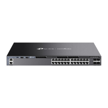 TP-LINK SG6428X Omada 24-Port Gigabit Stackable L3 Managed Switch with 4 10GE SFP+ Slots, 24× Gigabit RJ45 Ports, 4× 10G SFP+ Slots, RJ45/Type C USB C - Image 1