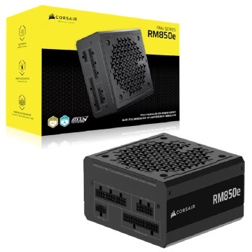 Corsair CP-9020296-AU RMe Series RM850e Fully Modular Low-Noise ATX Power Supply (AU), Cybenetics Gold, ATX12V 3.1, 2x PATA, 2x EPS, 6x SATA, 3x PCIe - Image 1