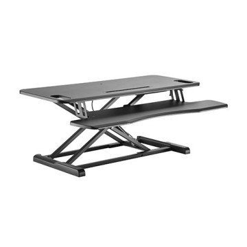 Brateck DWS28-02N Gas Spring Sit Stand Desk Converter (950x615x110~505mm)with Keyboard Tray Deck(Standard MDF Board Surface - Image 1