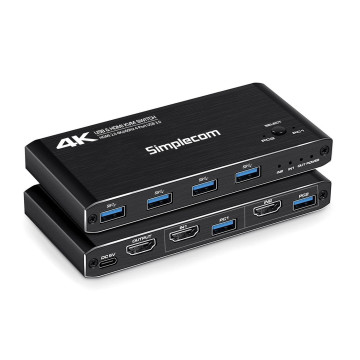 Simplecom KM420 2-Port HDMI KVM Switch HDMI 2.0 4K@60Hz 4-Port USB 3.0 Hub 5Gbps - Image 1