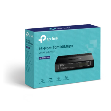 TP-LINK TL-SF1016D (E)(CH) 16-Port 10/100Mbps Desktop Switch or wall-mounting design Plug and play 3.2Gbps Switching Capacity Auto-MDI/MDIX Supports MA - Image 1