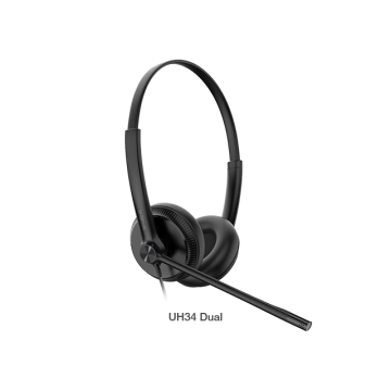 Yealink UH34-D-MS UH34 Dual Teams USB Headset, Lightweight, All Day Wearing Comfort, Ear Wideband Noise Cancelling Microphone, Leather Ear Cushions, USB-A - Image 1