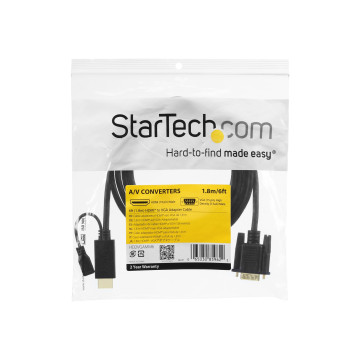 StarTech HD2VGAMM6 1.8M HDMI TO VGA ADAPTER CABLE, 3YR - Image 1