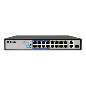 D-Link DES-F1018P-E 18P POE SWITCH 16 10/100MBPS POE+ PORTS (150W) AND 2 GIGABIT UPLINKS WITH COMBO SFP - Image 1