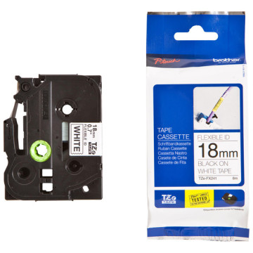 Brother TZE-FX241 18mm Black on White FlexibleTZE Tape - Image 1