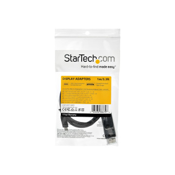 StarTech CDP2DP1MBD 1M USB-C (T/BOLT3) TO DP1.2 ADAPTER CABLE, 4K, BI-DIRECT, 3YR - Image 1