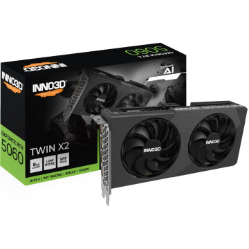 INNO3D N50602-08D7X-195071N nVidia GeForce RTX 5060 TWIN X2 OC V2 8GB GDDR7, 2527MHz Boost Clock, RAM 28Gbps, 3xDP, 1xHDMI 225x116x41mm - Image 1