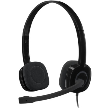 Logitech 981-000587 H151 Stereo Headset Light Weight Adjustable Headphones with Microphone 3.5mm jack In-line audio controls Noise-cancelling - Image 1