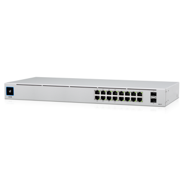 Ubiquiti USW-16-POE UniFi SWITCH 16 POE, 16 (8 PoE+), 2x SFP, 42W, FANLESS, RACK-MOUNT, 1YR - Image 1