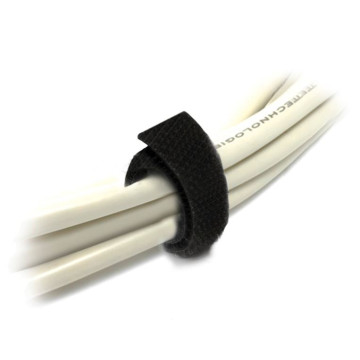 8ware 8WD-VELCT-25M 25m x 12mm Velcro Wide Cable Tie Hook & Loop Continuous One Sided Self Adhesive Fastener Sticky Tape Roll Black - Image 1
