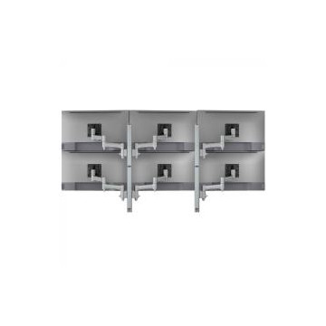 Atdec AWMS-6-46275-H-S Hex Monitor Mount on Two Posts - Grommet Clamp - Heavy-Duty F-Clamp - Silver - Image 1