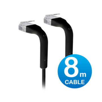 Ubiquiti U-CABLE-PATCH-8M-RJ45-BK UniFi Patch Cable 8m Black, Both End Bendable to 90 Degree, RJ45 Ethernet Cable, Cat6, Ultra-Thin 3mm Diameter - Image 1