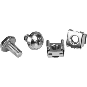 StarTech CABSCRWM620 Rack Screws - 20 Pack - Installation Tool - 12 mm M6 Screws - M6 Nuts - Cabinet Mounting Screws and Cage Nuts - Rack Screw, Cage Nut - 12 mm - Silver - 20 / Pack - Image 1