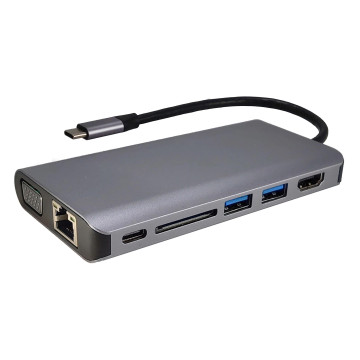 SHINTARO SH-AD-USBC-TDHUB 8-Port USB-C Travel Dock - Image 1