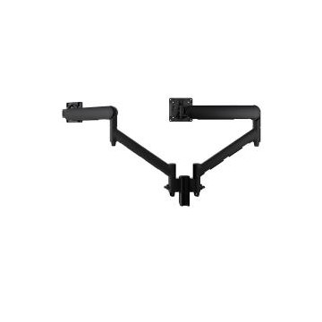 Atdec AWMS-2-D13-H-B Dual Dynamic Monitor Arm Mount on Short Post - Heavy-Duty F-Clamp - Black - Image 1