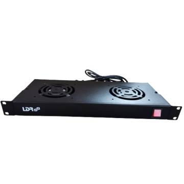 LDR WB-CA-12 2 Way Rackmountable Fan Kit with power switch - 2x Fans - 1U Size - Black Metal Construction - Image 1