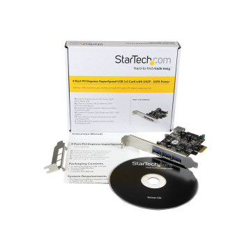 StarTech PEXUSB3S42 4PORT PCIe USB 3.0 ADAPTER CARD - 1 Int & 3 Ext - Image 1