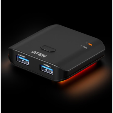 Aten US4322-AT Essential 2x2 USB 3.2 Gen 1 Sharing Switch, Sharing of two USB peripherals at blazing-fast 5 Gbps between two PCs at a press of the pushbutton. - Image 1