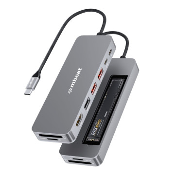 MBEAT MB-UCD-HS9 Elite 9-in-1 USB-C Multiport Hub with Built-in M.2 NVMe SSD Enclosure - Image 1