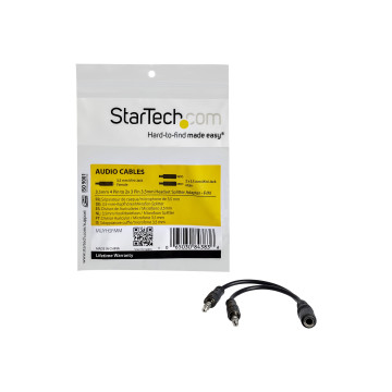 StarTech MUYHSFMM 3.5MM STEREO SPLITTER CABLE, 4-POSITION TO 2X 3-POSITION, F TO M, LTW - Image 1