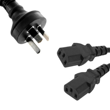 8ware RC-3085AU-010 1m 10amp Y Split Power Cable with AU/NZ 3-pin Male Plug 2xIEC F C13 Socket & Cord for PC & Monitor to Wall Power Socket replaces CBPOWERY - Image 1