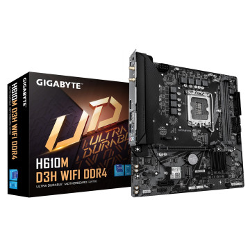 Gigabyte H610M D3H WIFI DDR4 Intel LGA 1700 , 2x DDR4 ~64GB, 1 x HDMI, 1x PCI x16, 1x PCI=E x1,1x M.2, 4x SATA, 4x USB3.2, 2x USB 2 - Image 1