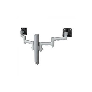 Atdec AWMS-2-4640-F-S Dual Monitor Mount with Swing Arms - F-Clamp - Silver - Image 1