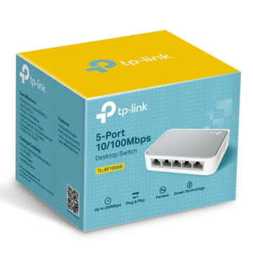TP-LINK TL-SF1005D (CH) 5-port 10/100M mini Desktop Switch, 5 10/100M RJ45 ports, Plastic case, Supports Auto MDI / MDIX - Image 1