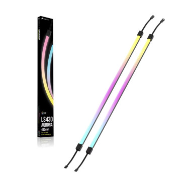 Corsair CL-9011138-WW LS430 Aurora RGB Light Strips - 430mm – 430×10×10mm, black, magnetic mount, addressable LEDs, iCUE compatible, flexible - Image 1