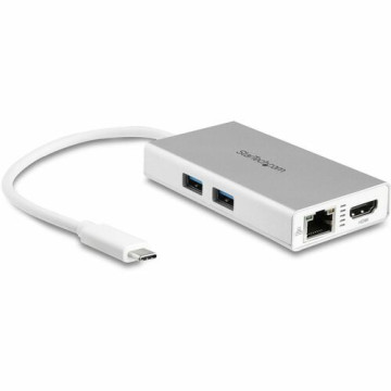 StarTech DKT30CHPDW USB Type C Docking Station for Notebook - 60 W Power Supply - Silver, White - 1 Displays Supported - 4K - 4096 x 2160, 3840 x 2160 - 2 x USB Ports - 2 x USB 3.0 - 2 x USB Type-A Ports - USB Type-A - USB Type-C - Network (RJ-4 - Image 1