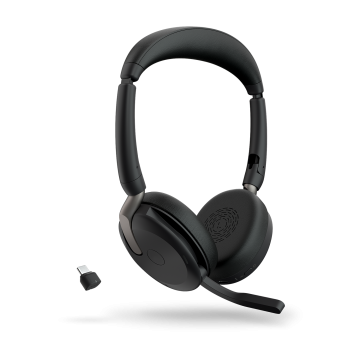 Jabra 26699-989-899 WIRELESS EVOLVE2 65 FLEX UC STEREO BLUETOOTH HEADSET + LINK390C BT, USB-C - Image 1