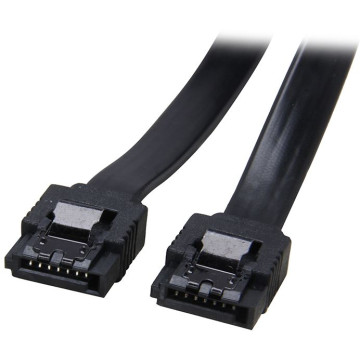 Astrotek AT-SATA3NB-180D SATA 3.0 Data Cable 30cm 7 pins Straight to 7 pins Straight with Latch Black Nylon Jacket 26AWG - Image 1