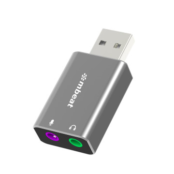 MBEAT MB-XAD-UAXM Elite USB to 3.5mm Audio and Microphone Adapter - Add Headphone Audio Jack to USB-A Computers, Laptops, Notebooks - Space Grey - Image 1