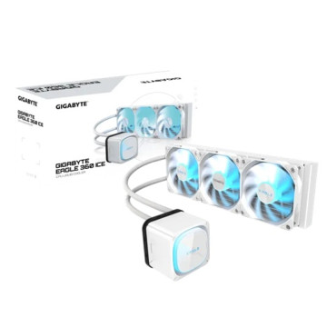 Gigabyte GIGABYTE EAGLE 360 ICE 360mm alu rad, 3x120mm ARGB fans 600-2000RPM, Intel 1851/1700/115X/1200 AMD AM5/AM4, copper pump 3200RPM, 400mm tube - Image 1