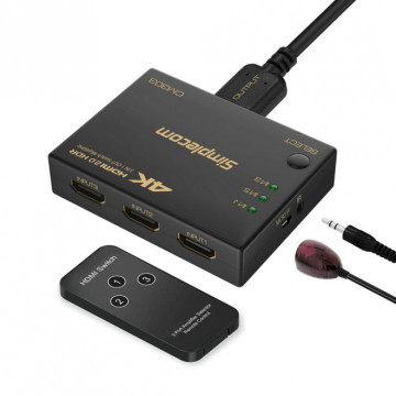 Simplecom CM303 Ultra HD 3 Way HDMI Switch 3 IN 1 OUT Splitter 4K@60Hz - Image 1