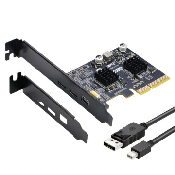 Simplecom EC365 PCIe x4 to 2-Port USB 3.2 Gen II Type-C with Mini DisplayPort Input for USB-C DP Alt Mode Expansion Card - Image 1