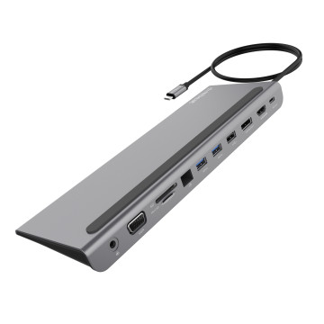 MBEAT MB-DOCK-D11 Elite Triple Display USB-C Docking Station with 100W Power Delivery 1xHDMI, 1x DisplayPort, 1x VGA, 2x USB 3.0, 1x USB 2.0, MicroSD, 1x RJ45 - Image 1