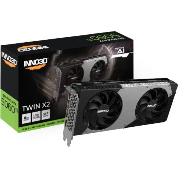 INNO3D N506T2-08D7-193075N nVidia GeForce RTX 5060 Ti TWIN X2 8GB GDDR7, 2572MHz Boost Clock, RAM 28Gbps, 3xDP, 1xHDMI, 250x116x41mm - Image 1