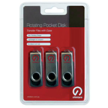 SHINTARO SH-R16GB-3PK 16GB Rotating USB 2.0 Pocket Disk - 3 Pack - Image 1