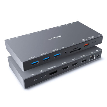 MBEAT MB-UCD-X15 15-in-1 Triple Display USB-C Docking Station 2x HDMI 1x DP 1x 100W PD 3.0 1x USB-C 3.1 Gen2 3x USB 3.0 1xUSB 3.1 Gen2 MicroSD/SD Card (EOL) - Image 1