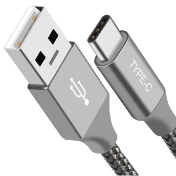 Astrotek AT-USBTYPEC-S1 1m USB-A to Type-C Data Sync Charger Cable Silver Strong Braided Heavy Duty Fast Charging for Samsung Galaxy Note S8 Plus LG Google Macbook - Image 1