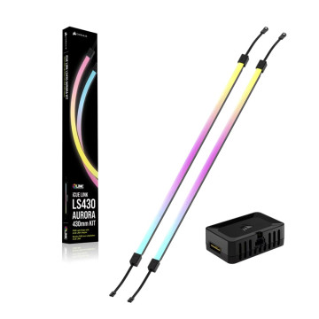 Corsair CL-9011136-WW iCUE LINK LS430 Aurora RGB Light Strips - 430mm Kit – 430×10×10mm, magnetic mount, black, addressable LEDs - Image 1