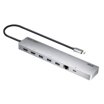 Aten UH3240-AT 11-in-1 USB-C Multiport Dock with Power Pass-Through, 2x HDMI, 2x USB-C (1 for power delivery & 1 for data transmission), 3x USB Type-A, 1x SD, 1 - Image 1