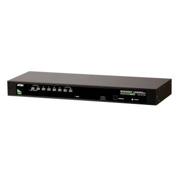Aten CS1308-AT-U Rackmount KVM Switch 8 Port VGA PS/2-USB, 1x Console cable (VGA, USB, PS/2; 27 cm/0.88 ft) Included, Selection Via Front & USD Menu - Image 1